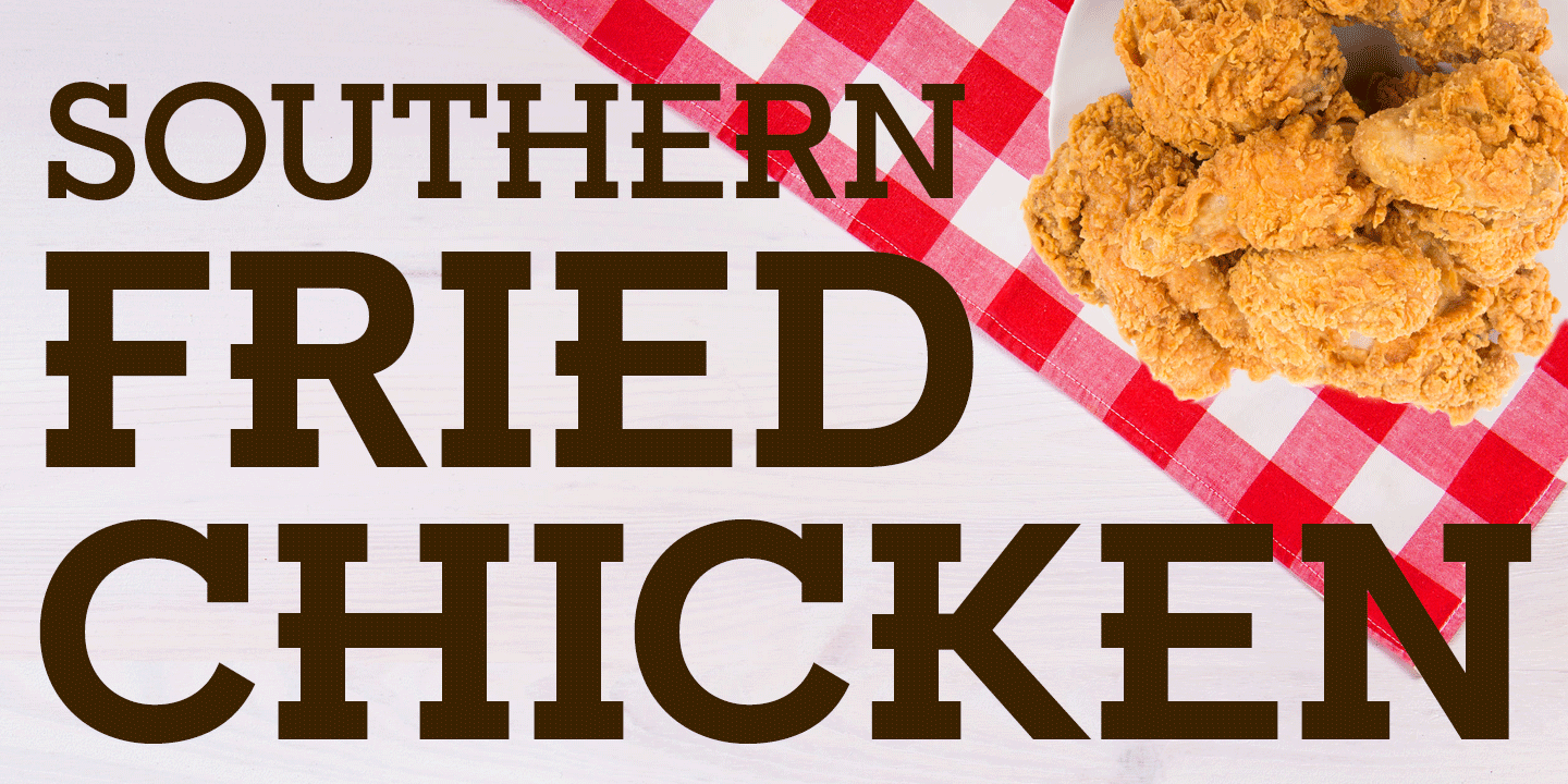 Ejemplo de fuente Fried Chicken SC Black Italic